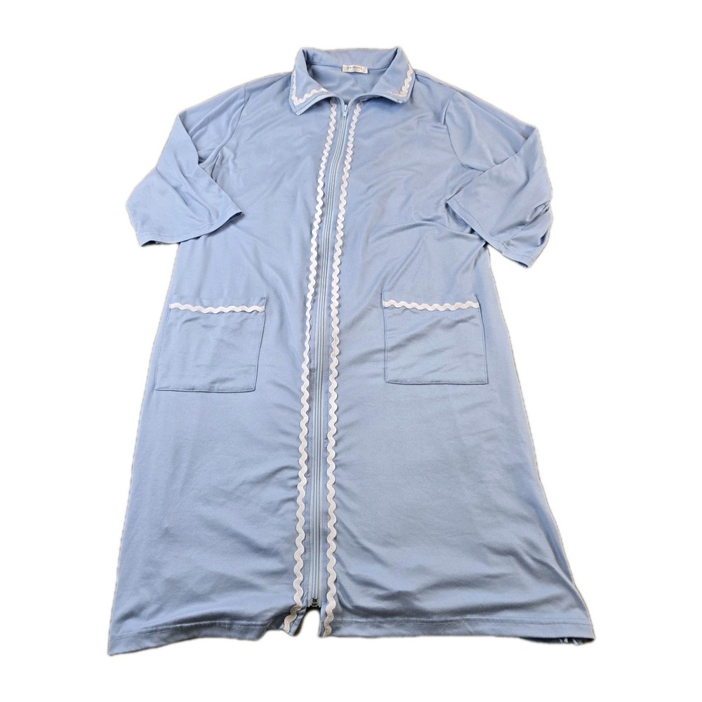 EKOUAER Women's‎ Full Zip Housecoat Robe Lightweight Soft 3/4 Sleeve Pockets L